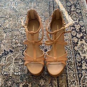 Tan wedge heels
